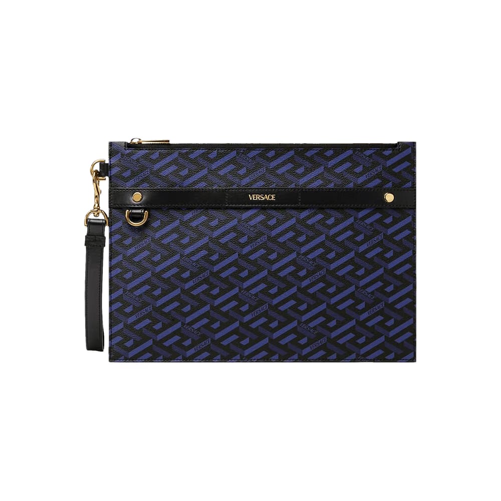 Versace Coated Canvas Greca Flat Pouch Multicolor