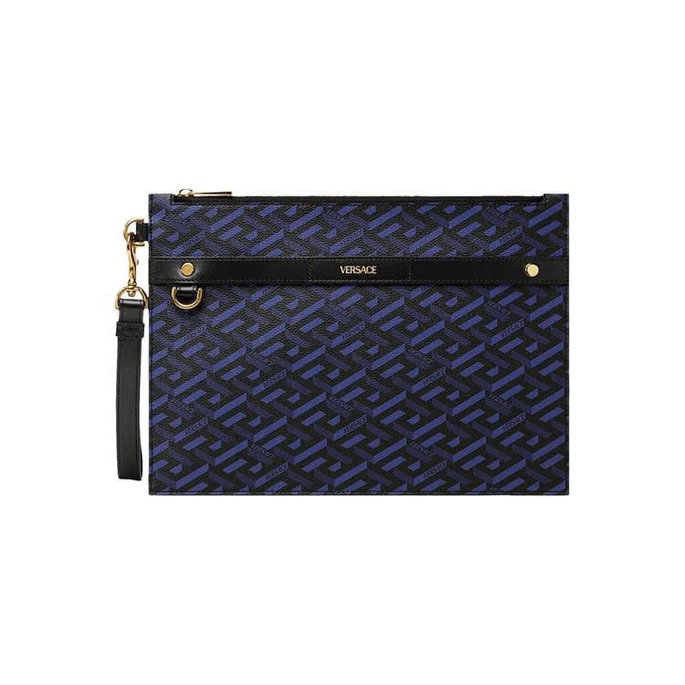 Versace Coated Canvas Greca Flat Pouch Multicolor