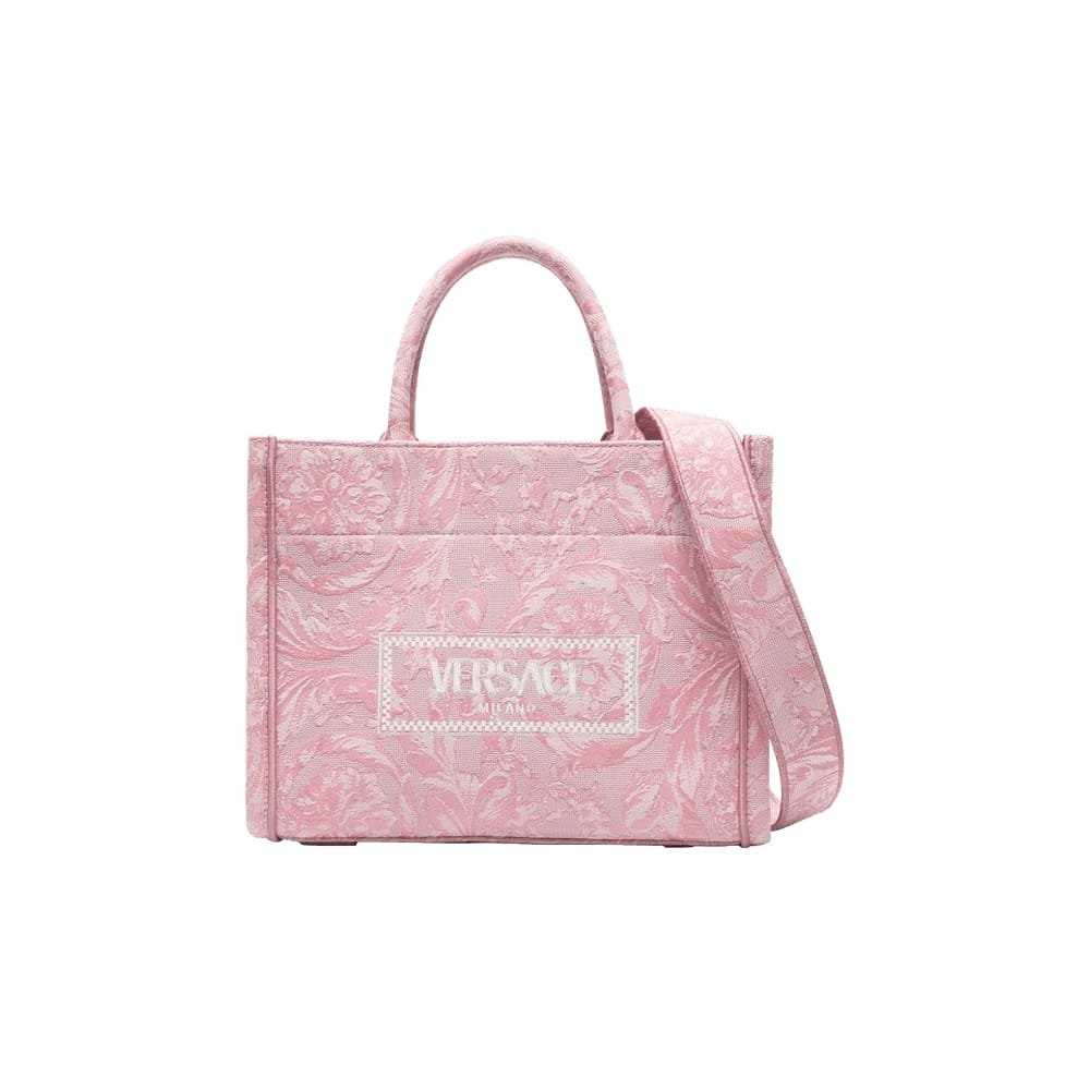 Versace Small Embroidered Tote Bag Pale Pink
