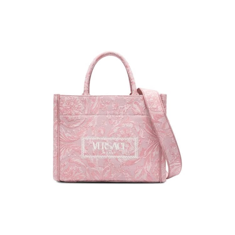 Versace Small Embroidered Tote Bag Pale Pink