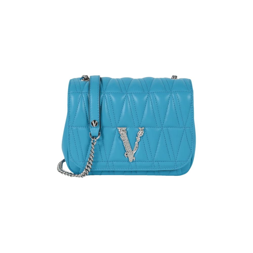 Versace Virtus Quilted Evening Bag Blue