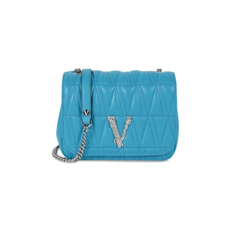 Versace Virtus Quilted Evening Bag Blue
