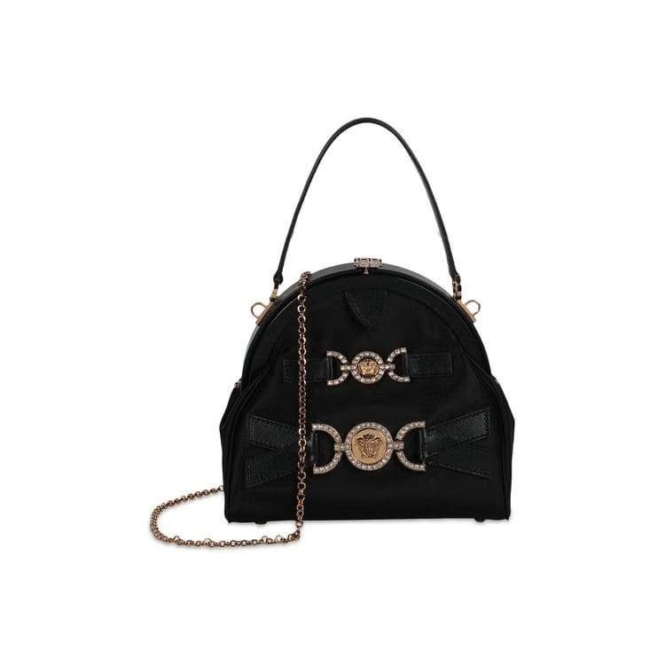 Versace Crystal Medusa 95 Satin Handbag Black