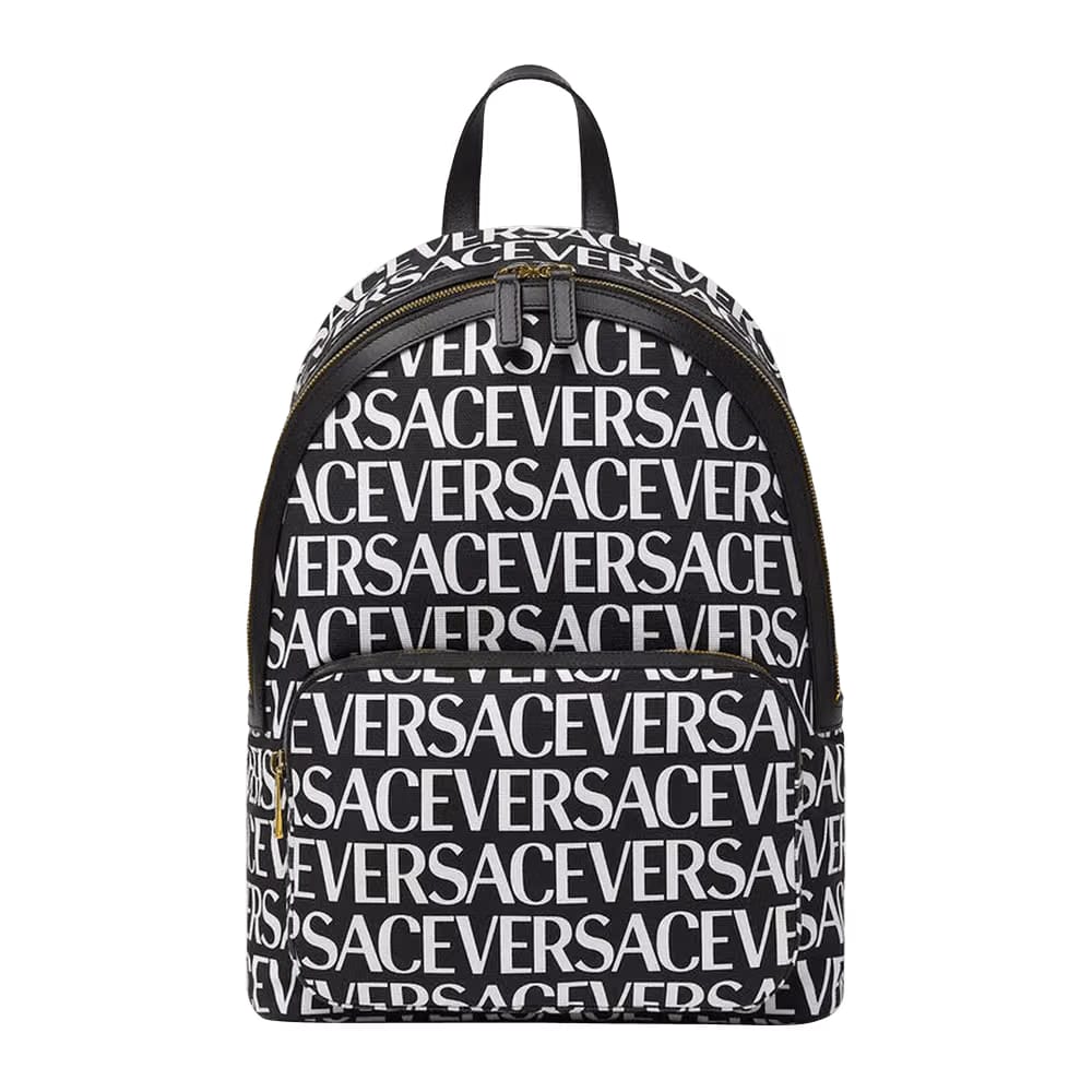 Versace Logo Backpack Black/White/Versace Gold