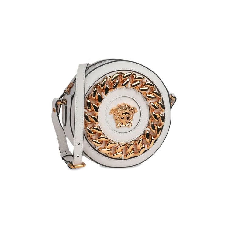 Versace La Medusa Round Crossbody Bag White
