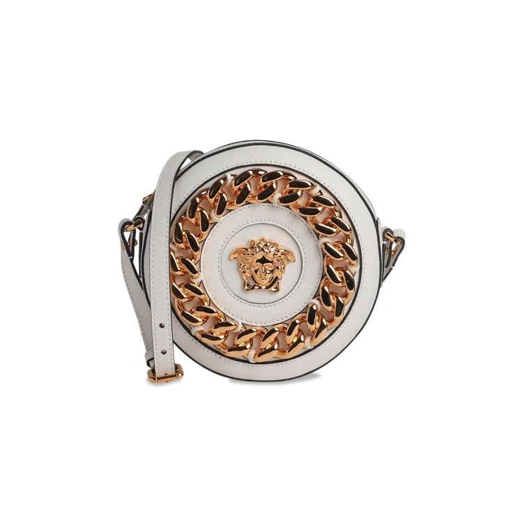Versace La Medusa Round Crossbody Bag White