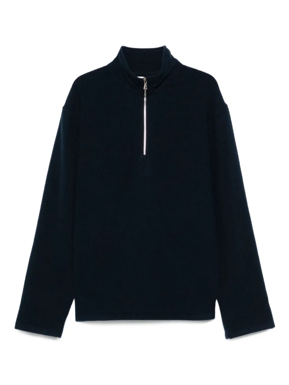 virgin wool zip-up sweater