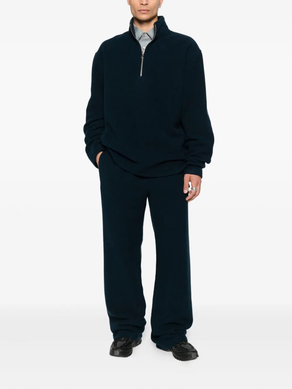 virgin wool zip-up sweater