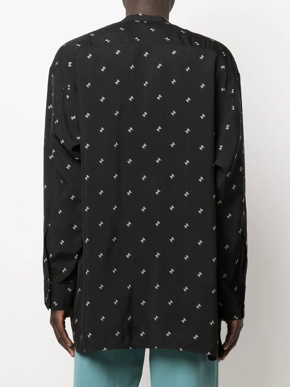 bow-motif band-collar shirt