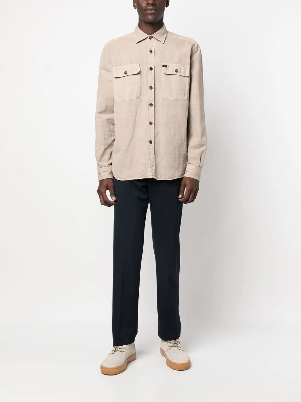 logo-patch button-up shirt