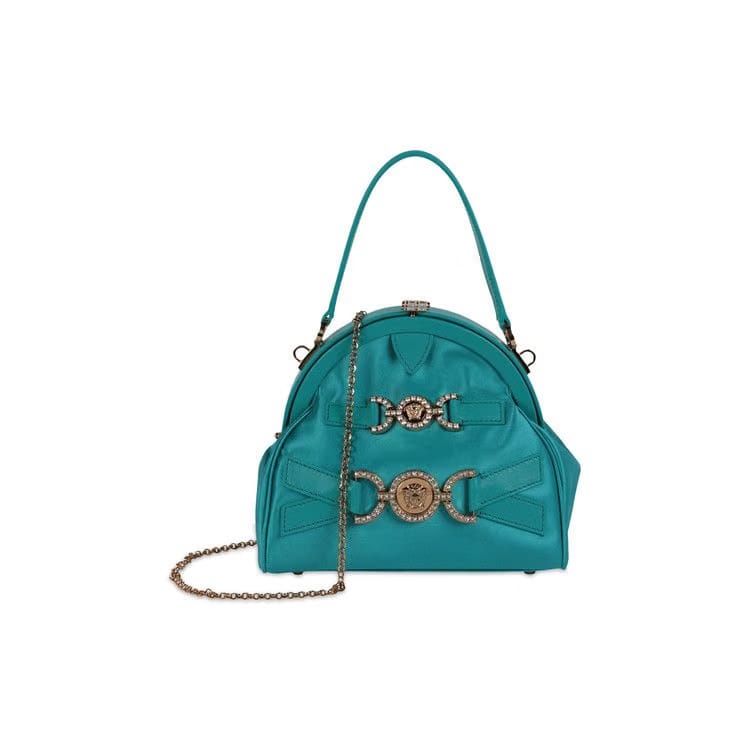 Versace Crystal Medusa 95 Satin Handbag Glacier Green
