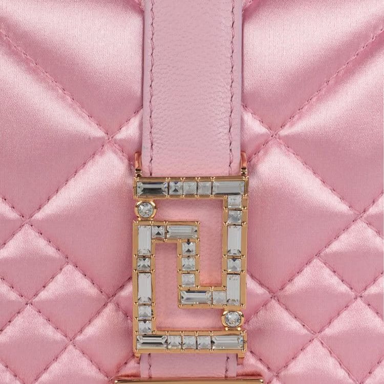 Versace Greca Goddess Quilted Satin Shoulder Bag Pale Pink