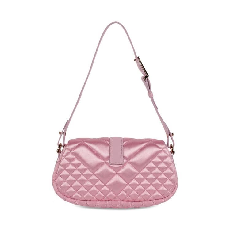 Versace Greca Goddess Quilted Satin Shoulder Bag Pale Pink