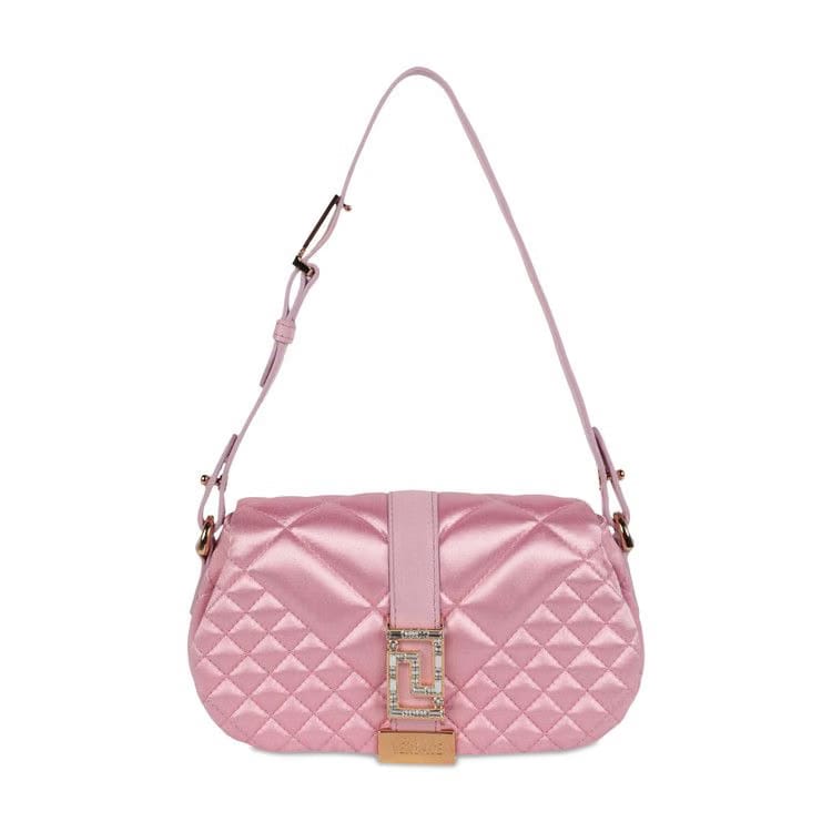 Versace Greca Goddess Quilted Satin Shoulder Bag Pale Pink