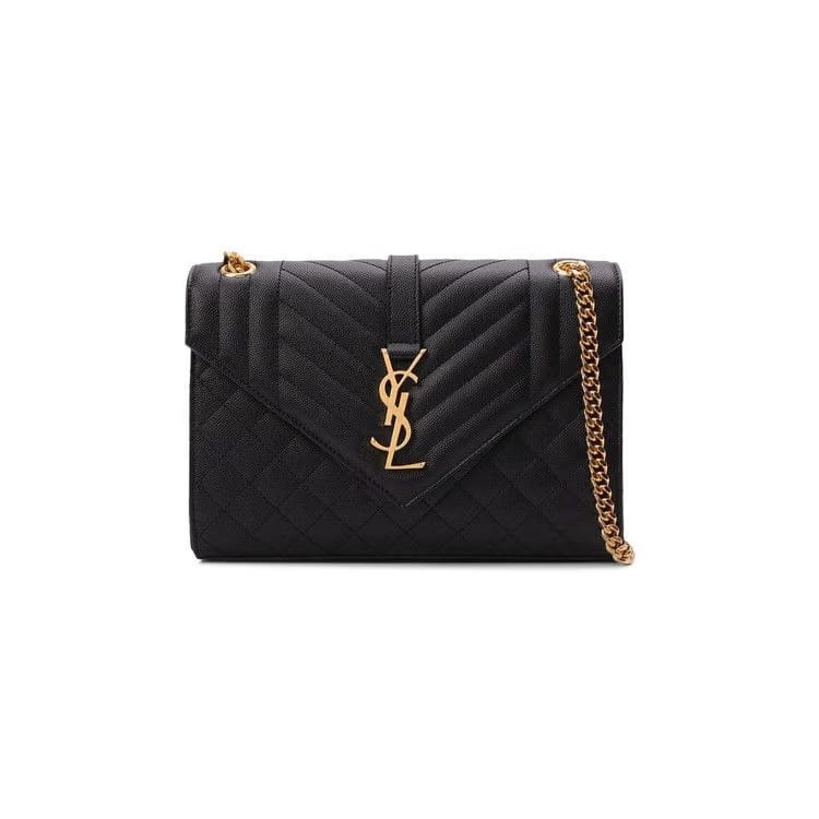 Saint Laurent Monogram Medium Envelope Chain Bag Black