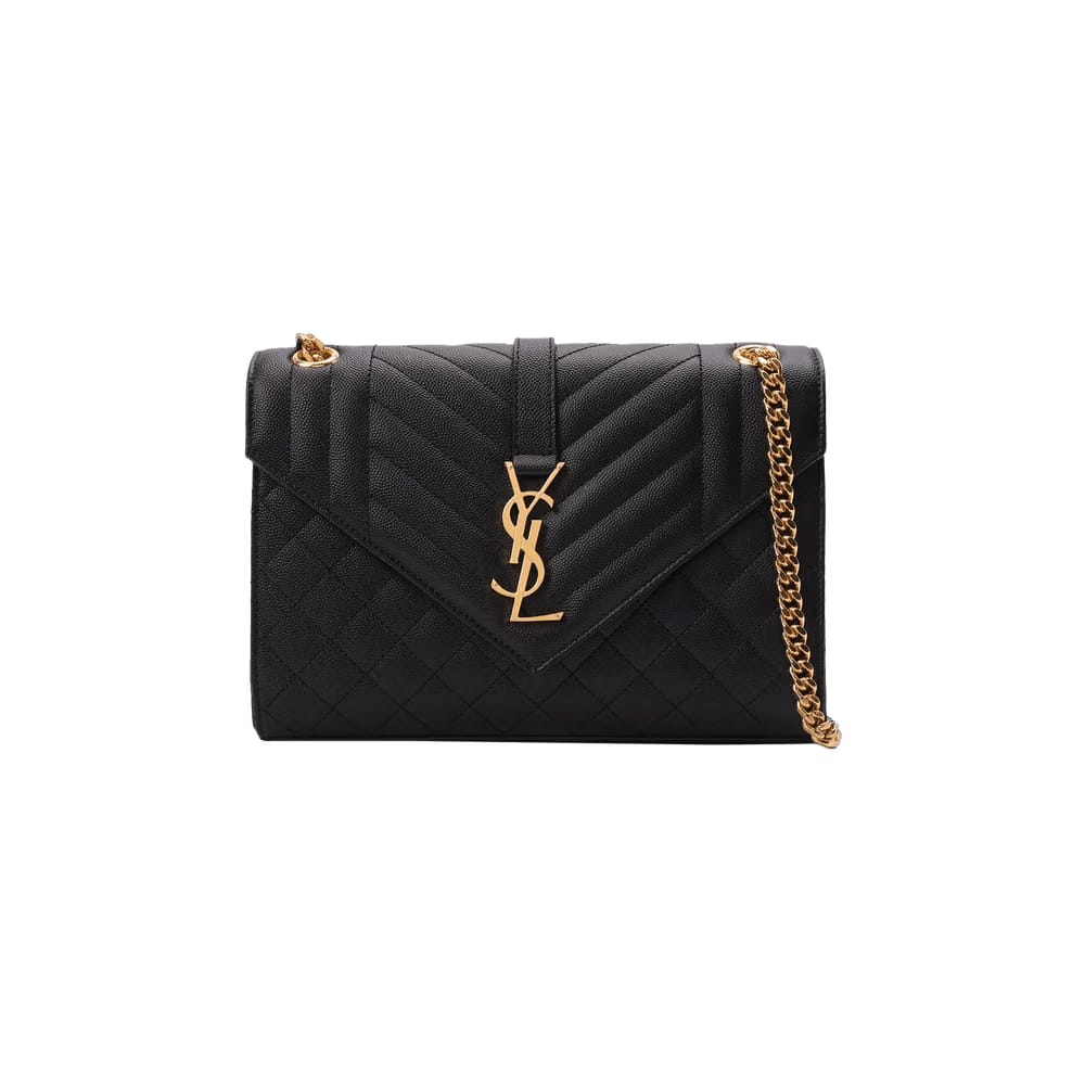Saint Laurent Monogram Medium Envelope Chain Bag Black
