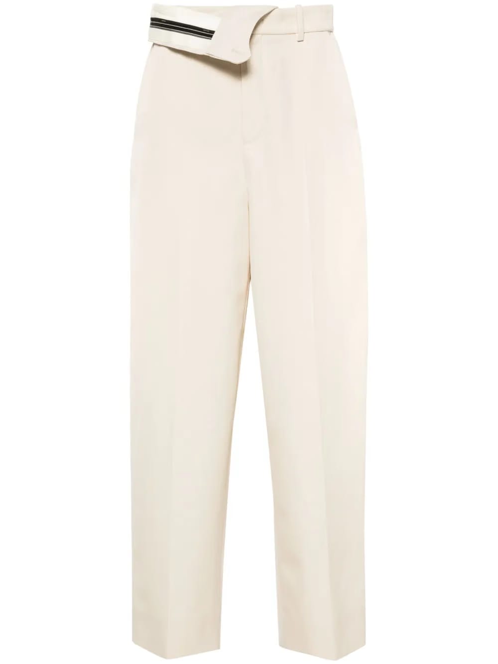 foldover waist gabardine trousers