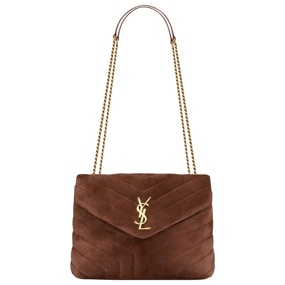 Saint Laurent Small Loulou Quilted Shoulder Bag Bark Brown
