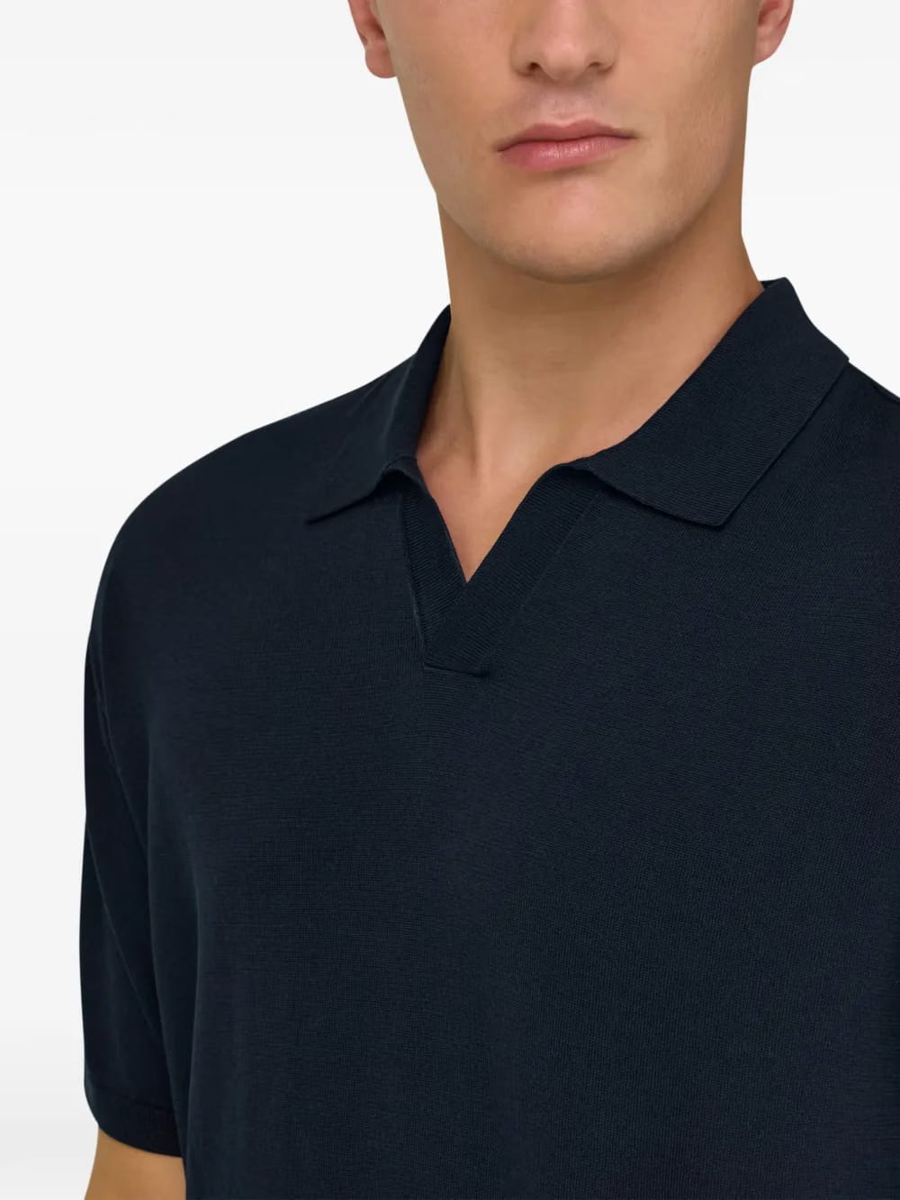 open-neck knitted polo shirt