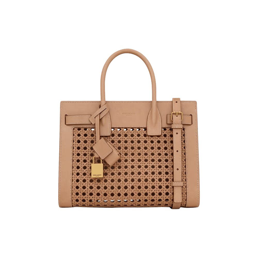 Saint Laurent Sac De Jour Baby Leather Tote Bag Vintage Brown/Gold