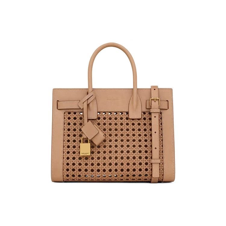 Saint Laurent Sac De Jour Baby Leather Tote Bag Vintage Brown/Gold