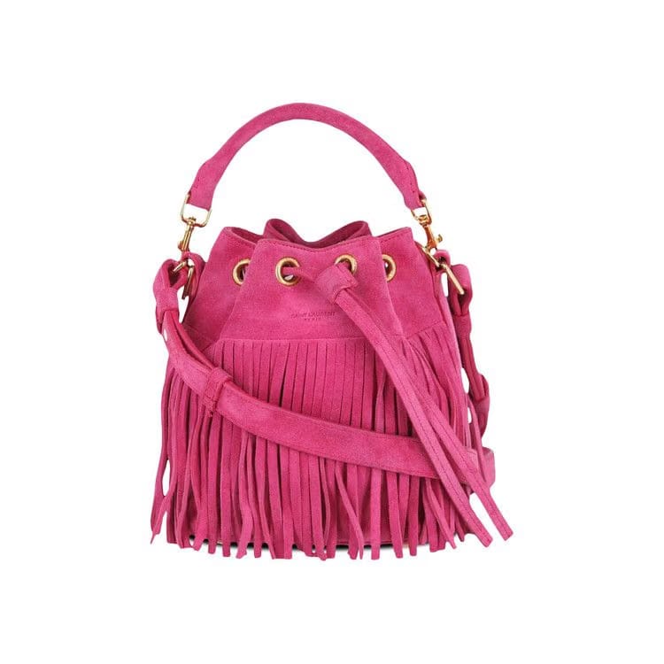 Saint Laurent Emmanuelle Fringe Shoulder Bag Pink