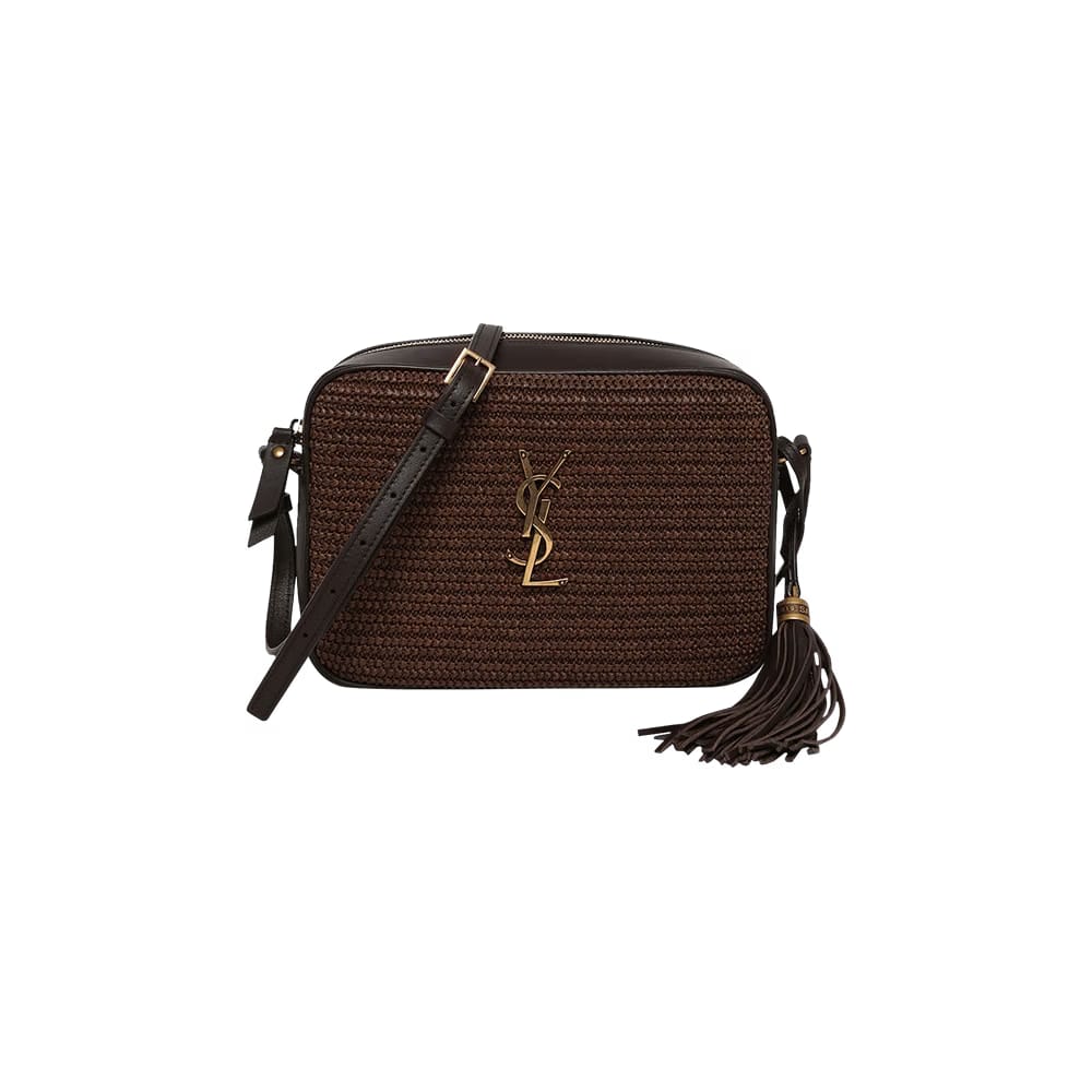 Saint Laurent Raffia Lou Camera Bag Brown