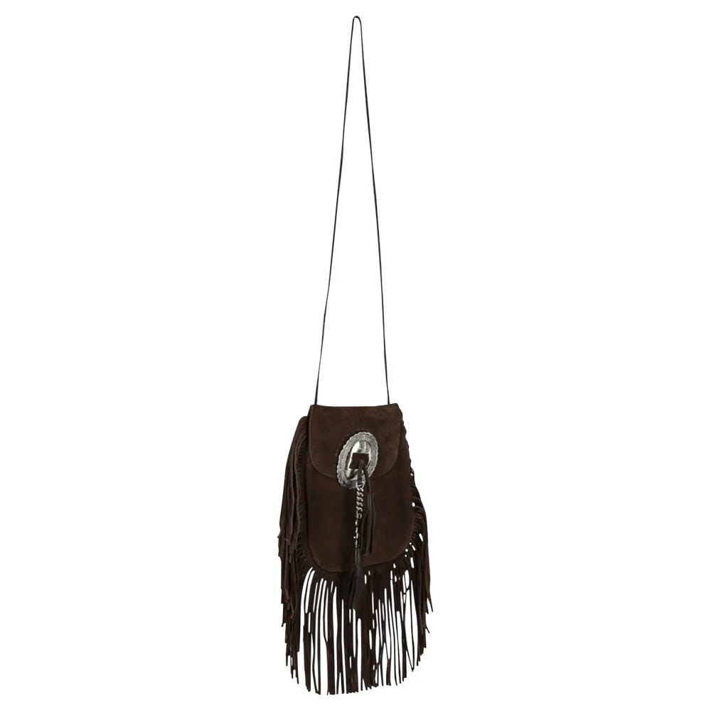 Saint Laurent Anita Fringe Crossbody Bag Brown