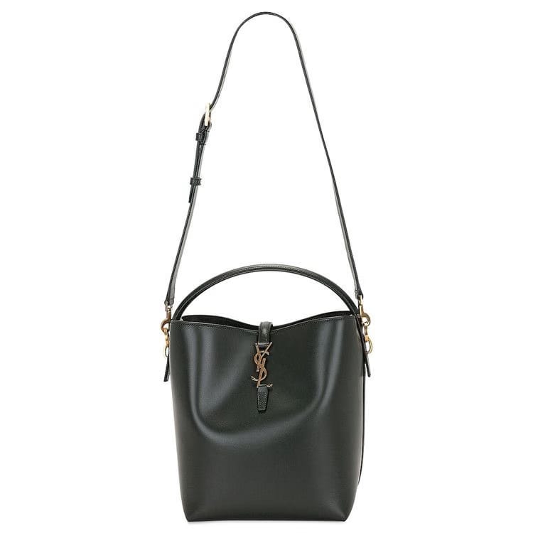 Saint Laurent Catherin Logo Plaque Leather Bag Dark Green