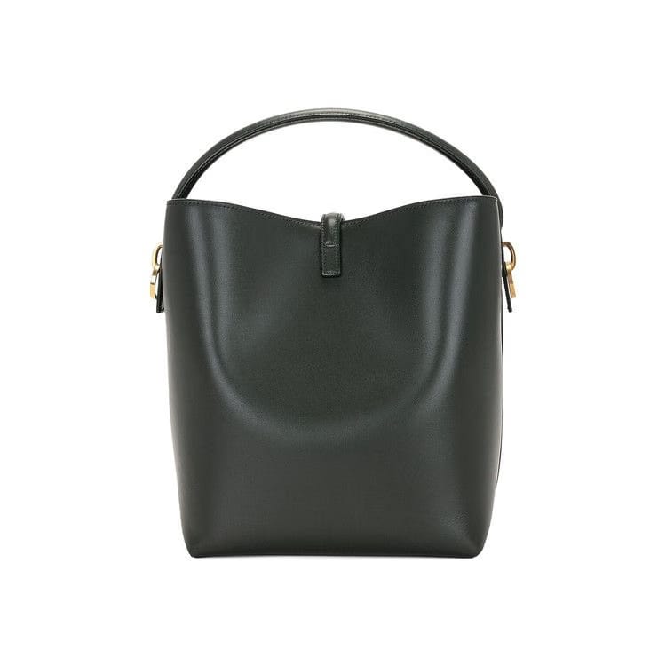 Saint Laurent Catherin Logo Plaque Leather Bag Dark Green