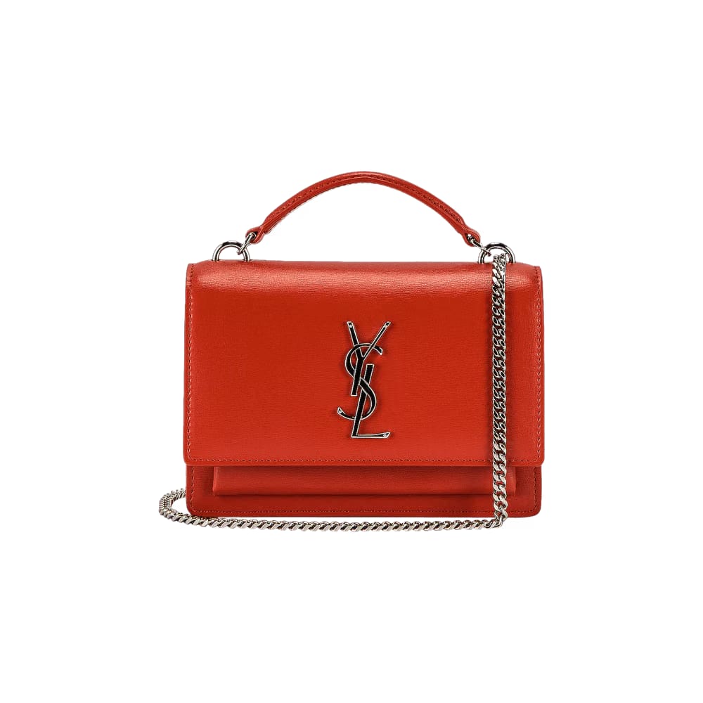 Saint Laurent Mini Sunset Chain Bag Red Orange