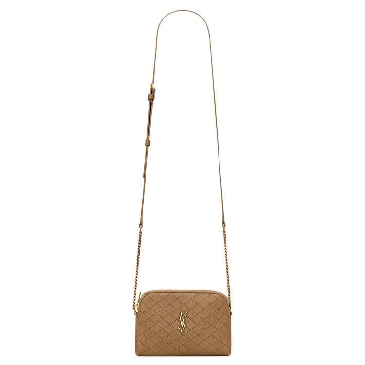 Saint Laurent Gaby Zipped Pouch Dark Cork