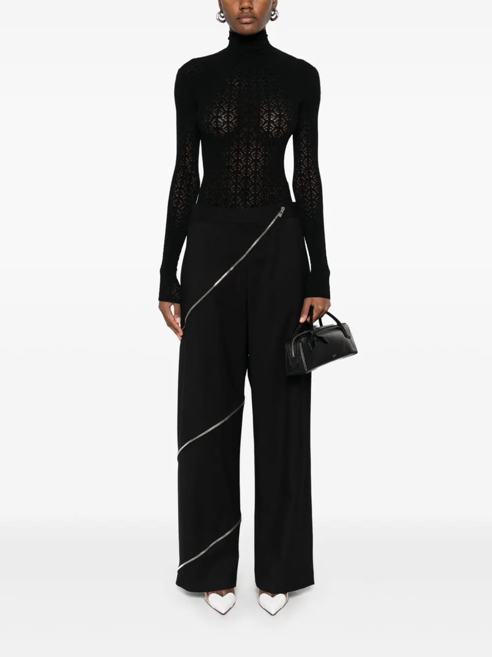 spiral-zipped trousers