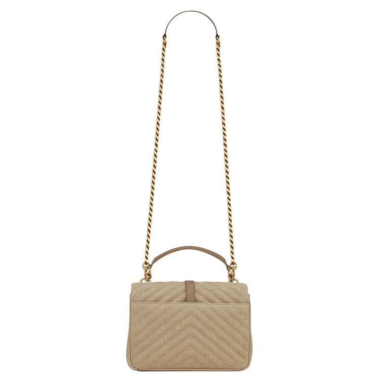 Saint Laurent Quilted College Medium Bag Natural/Taupe