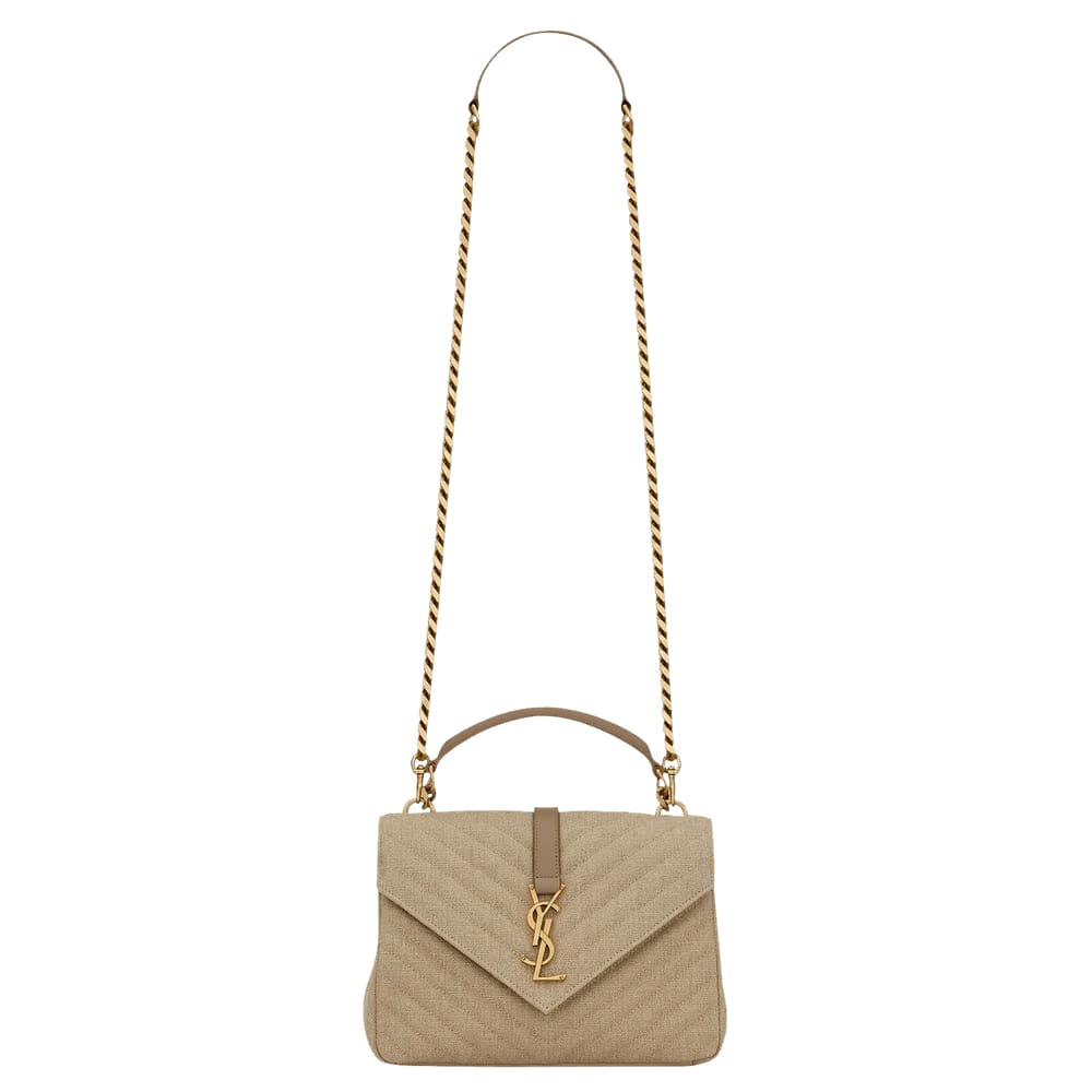 Saint Laurent Quilted College Medium Bag Natural/Taupe