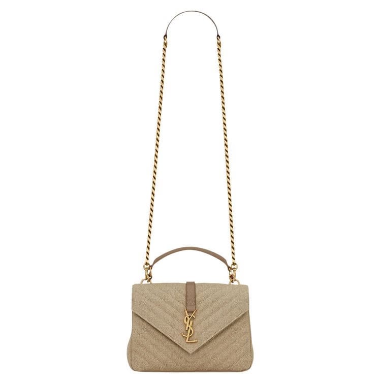 Saint Laurent Quilted College Medium Bag Natural/Taupe
