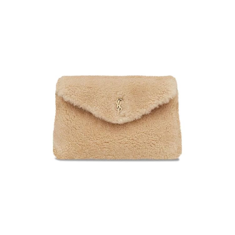 Saint Laurent Puffer Small Pouch Natural Beige/Brick