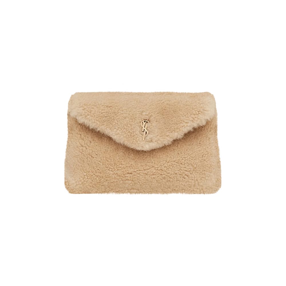 Saint Laurent Puffer Small Pouch Natural Beige/Brick