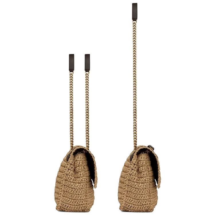 Saint Laurent Medium Niki Raffia Shoulder Bag Tan