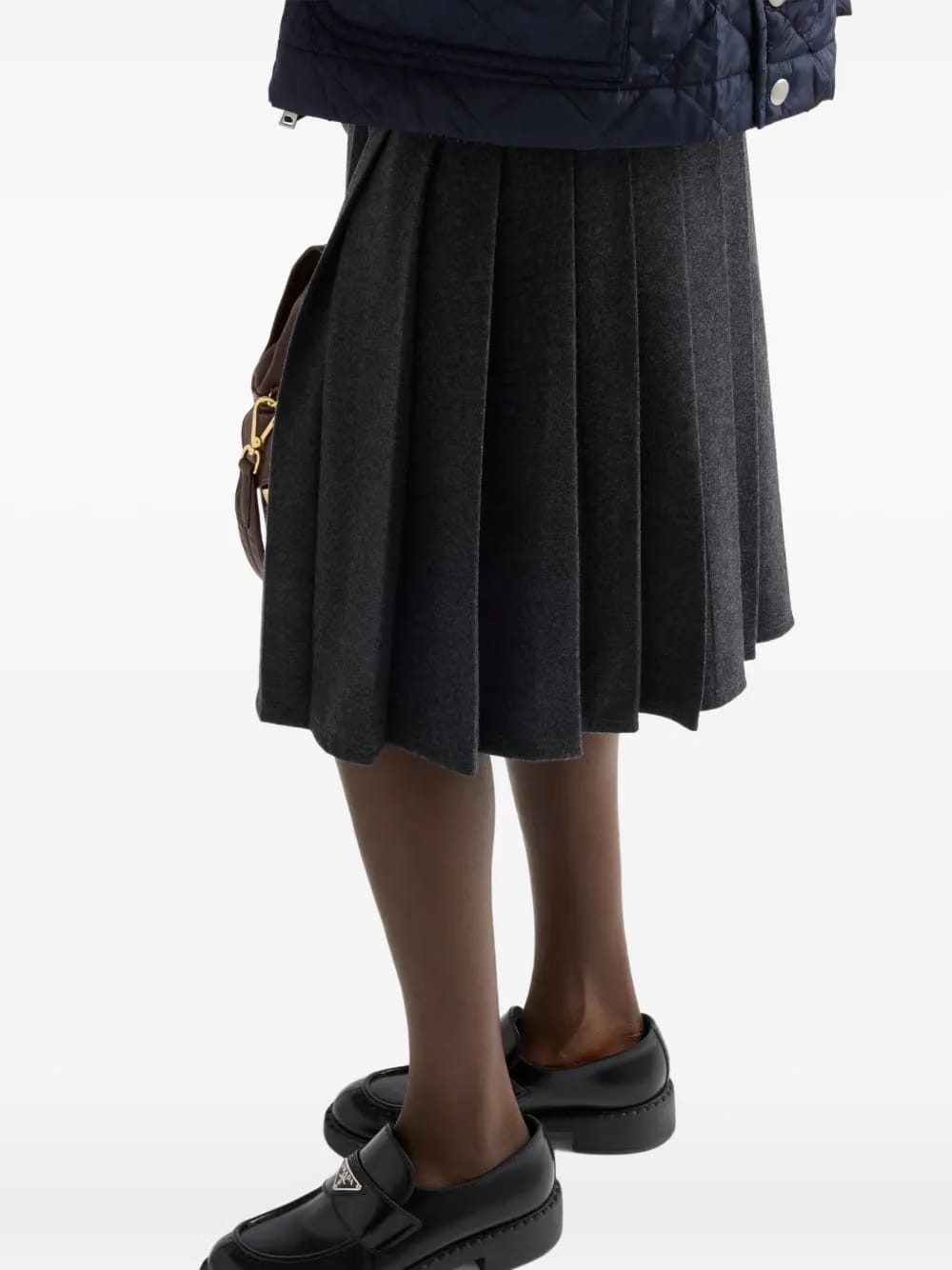pleated jersey midi skirt