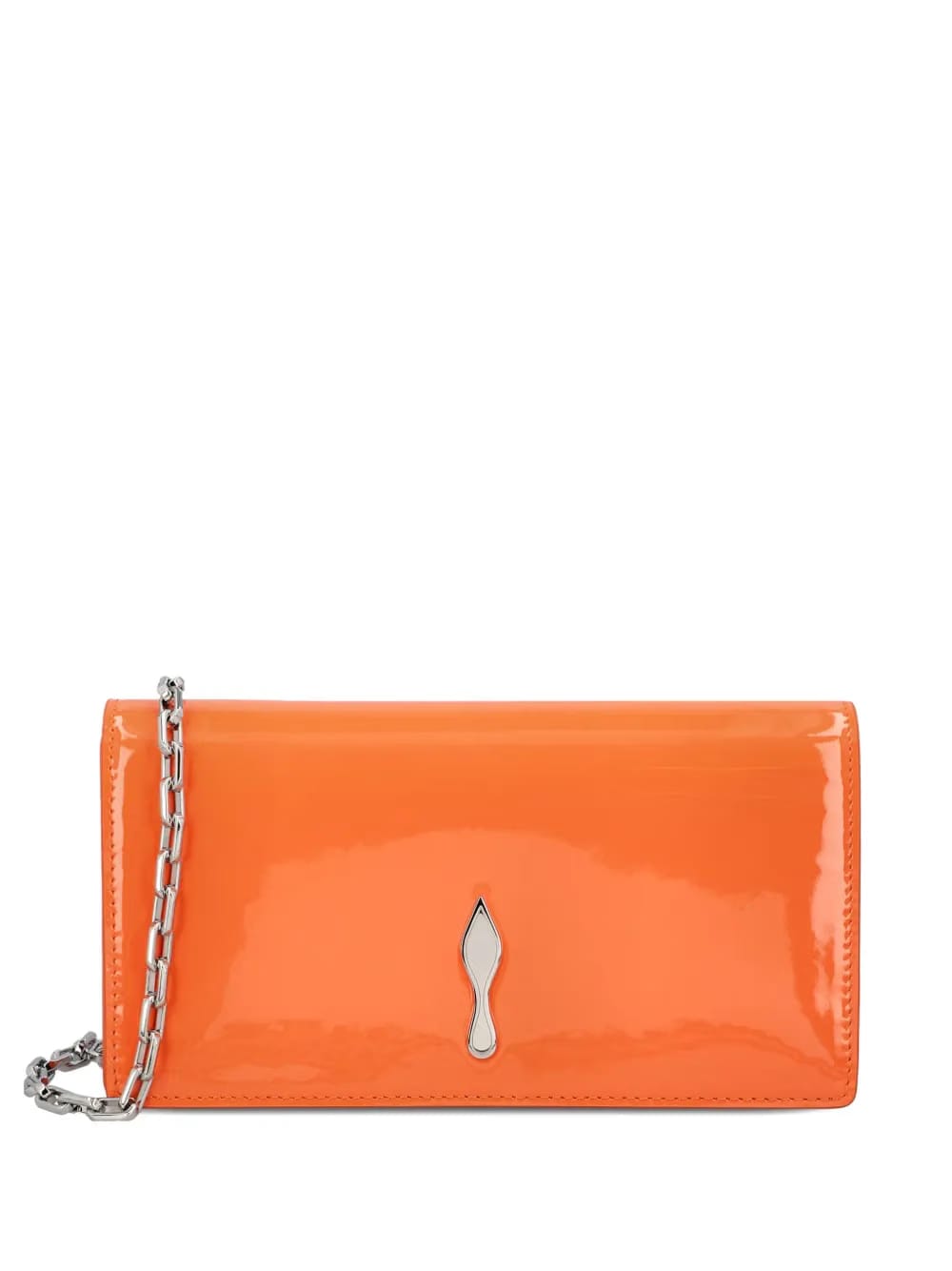 silver-tone chain leather clutch bag