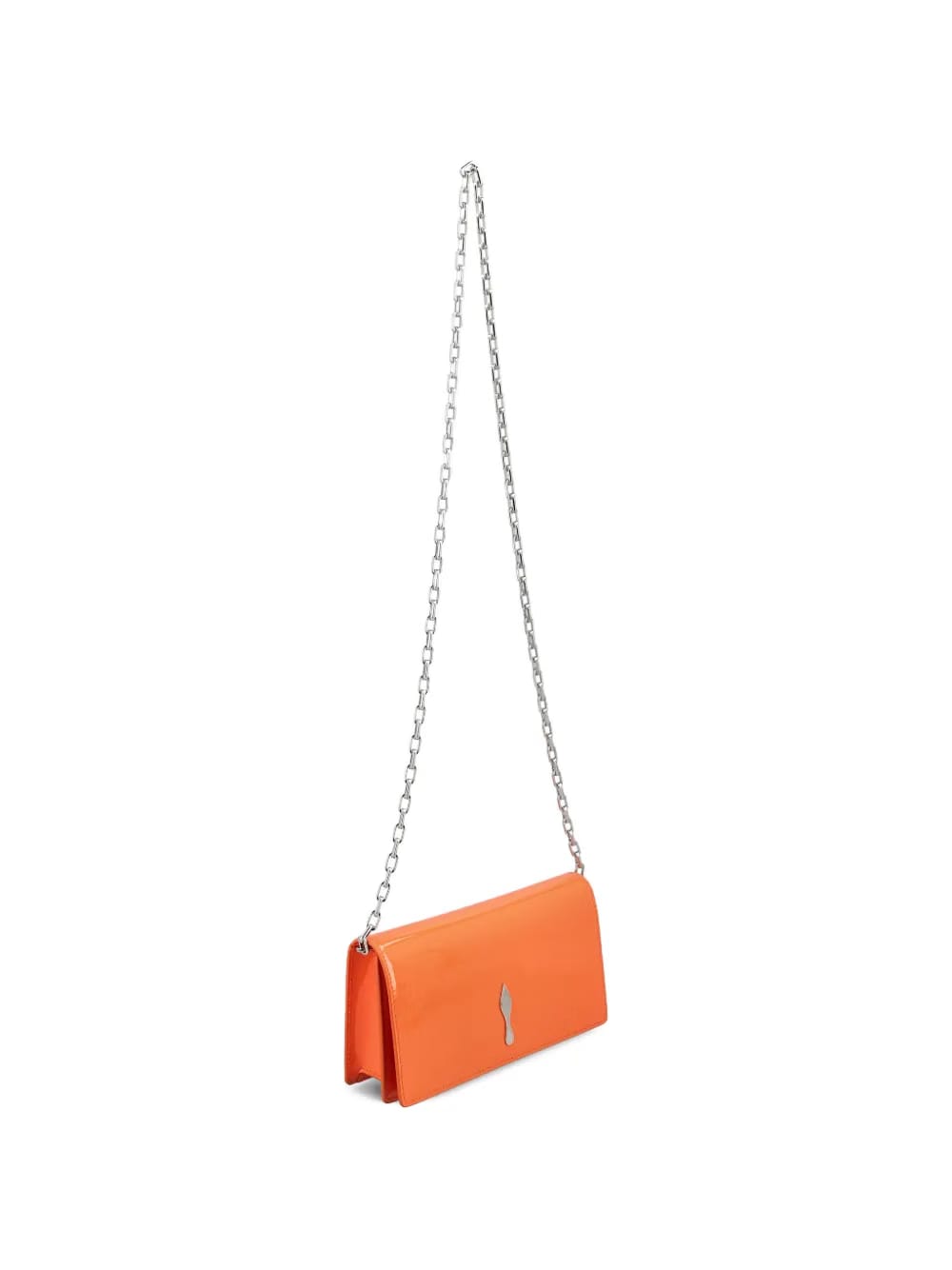 silver-tone chain leather clutch bag
