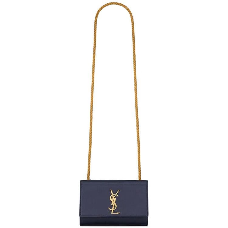 Saint Laurent Kate Leather Shoulder Bag Deep Marine