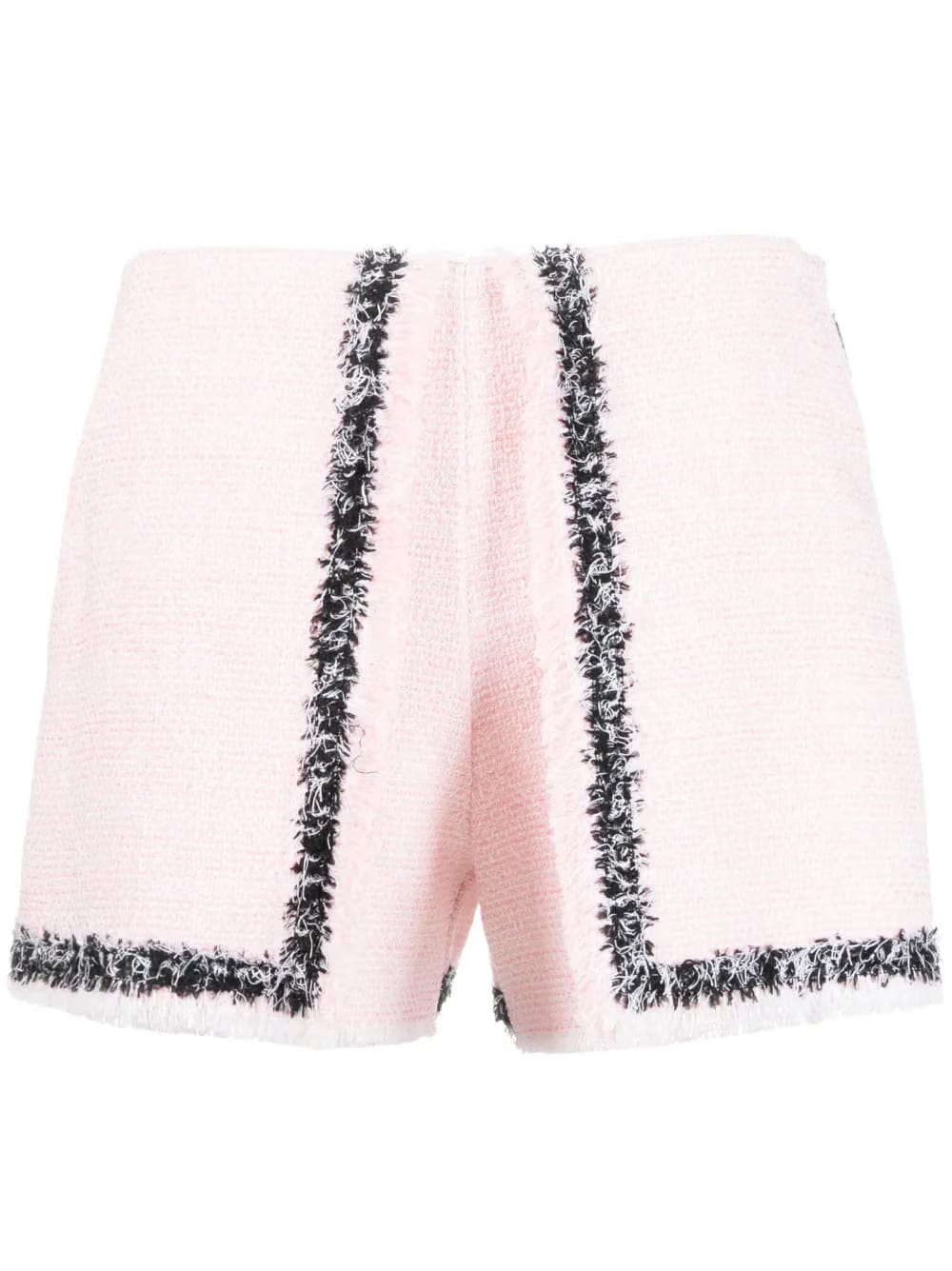 frayed-edge tweed mini shorts