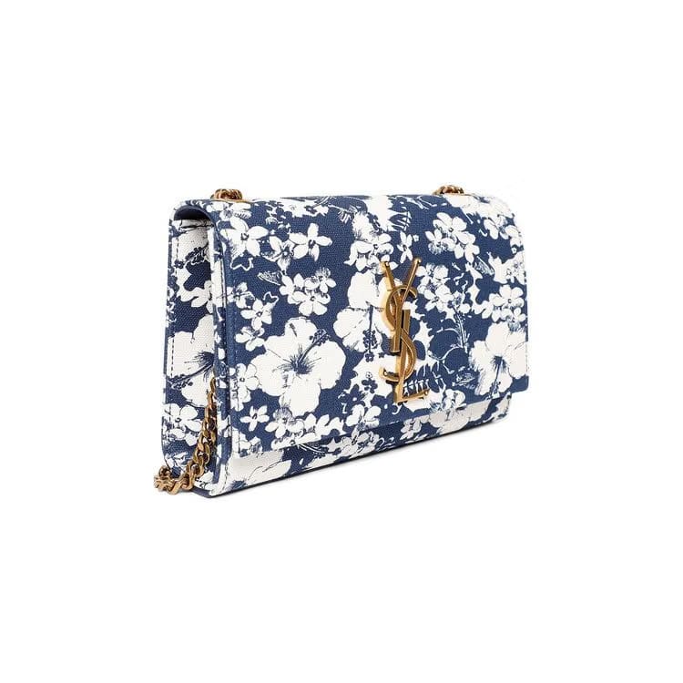 Saint Laurent Small Kate Chain Bag Blue/Blanc