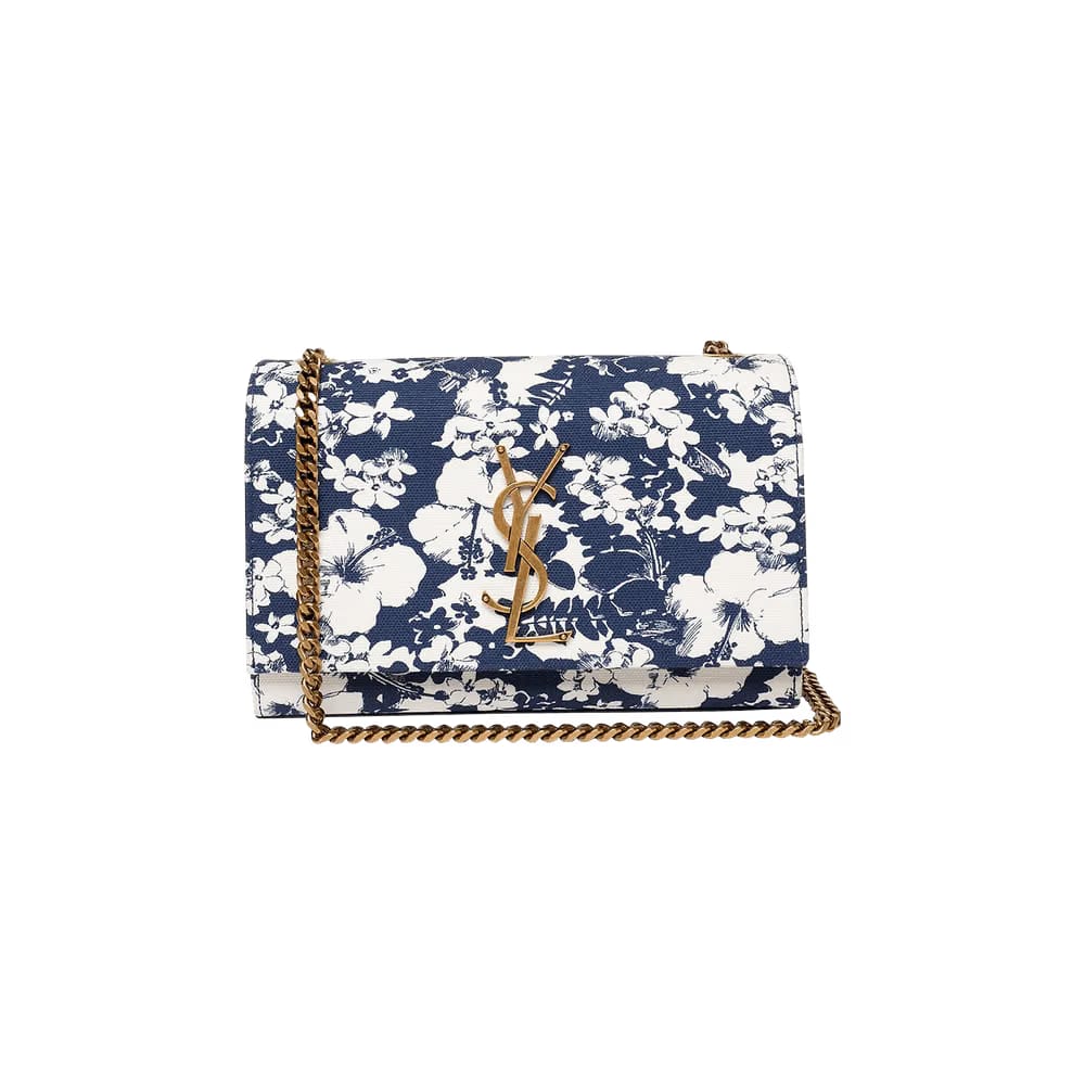 Saint Laurent Small Kate Chain Bag Blue/Blanc