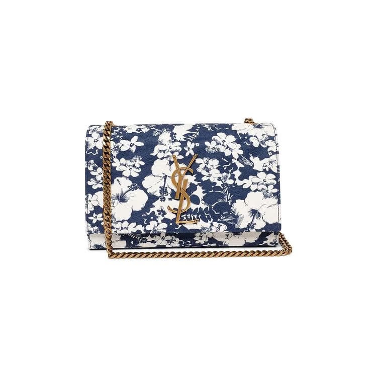 Saint Laurent Small Kate Chain Bag Blue/Blanc
