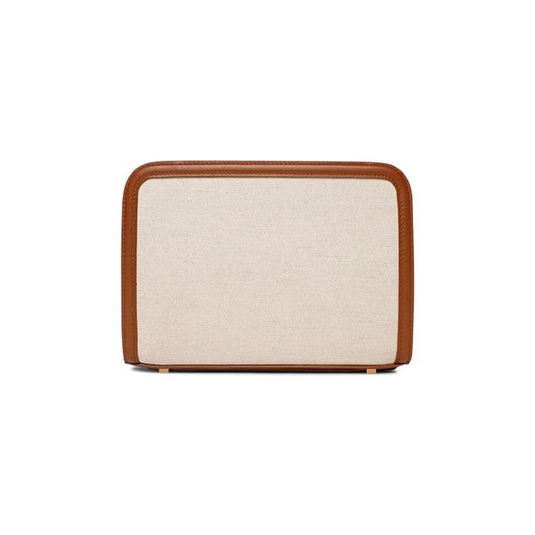 Saint Laurent Linen Reversed Camera Bag Greggio/Brick