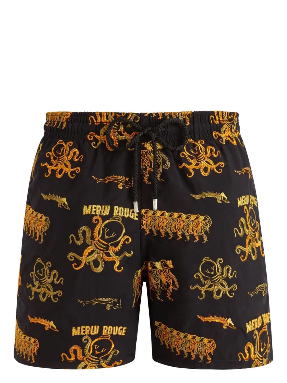 octopus-embroidered drawstring swim shorts