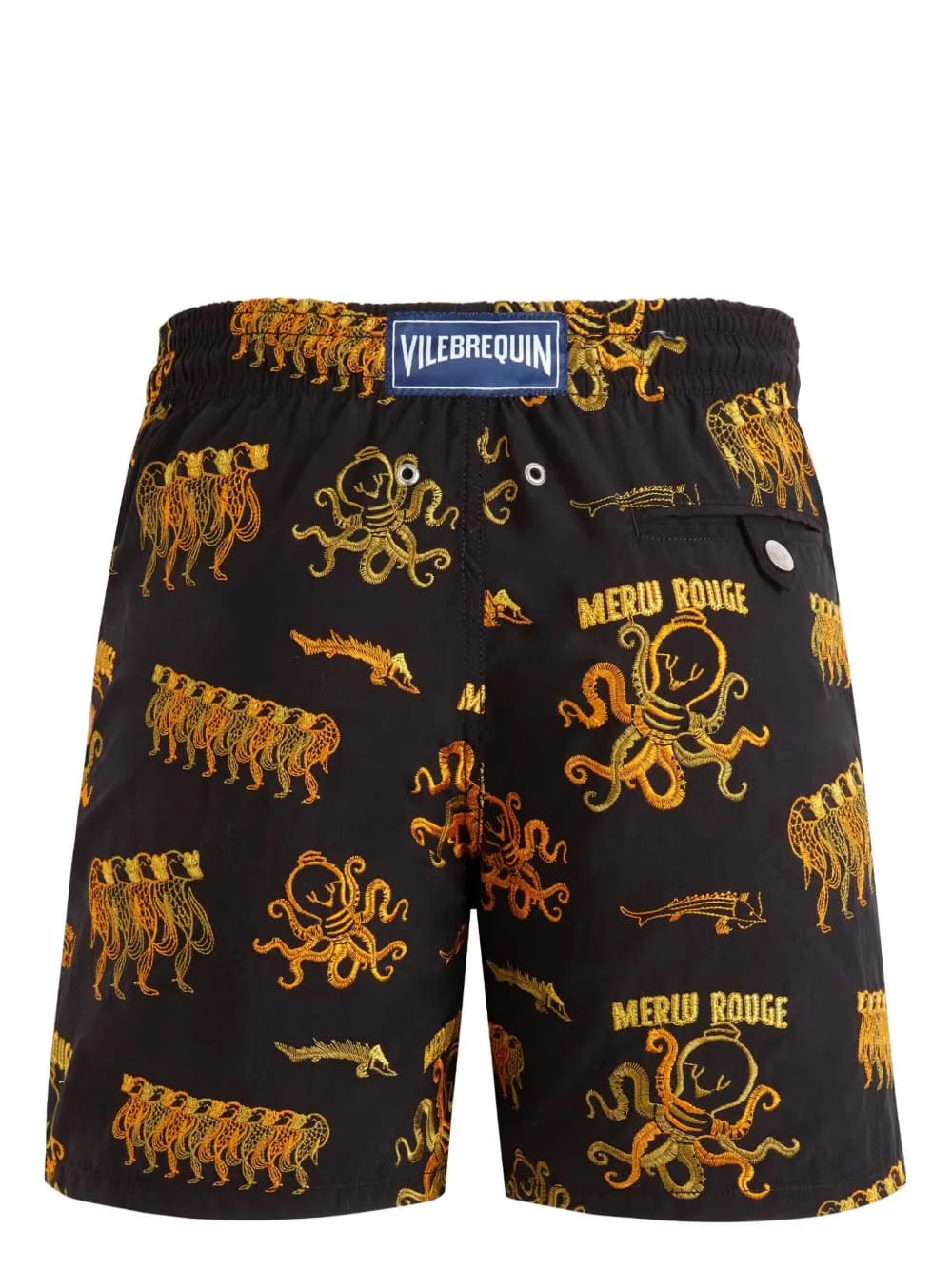 octopus-embroidered drawstring swim shorts